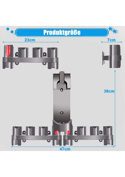 4x Dyson V15 V15 V11 V10 V8 V7 Vakum Süpürge Tutucu Aksesuarlar Duvar Montajı (Yurt Dışından) fiyatları
