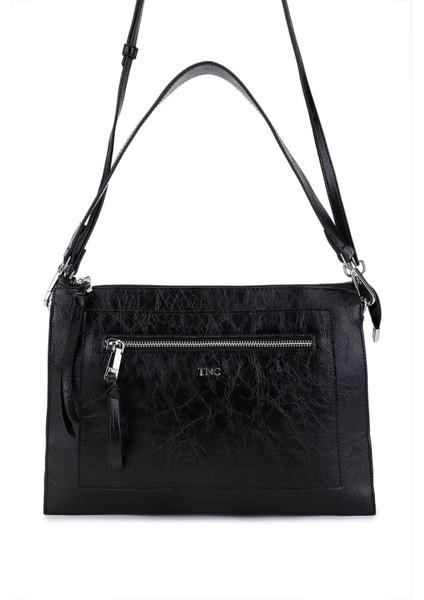 Kadın Suni Deri Siyah Rugan Kol Çantası 1003 2030 Bn Cnt SK25-26 Sıyah Krsk Rgn