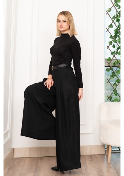 Dikiş Pileli Bol Paça Kemerli Pantolon 30183 fiyatları