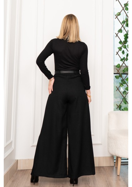 Dikiş Pileli Bol Paça Kemerli Pantolon 30183 modelleri
