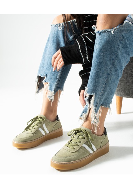 Moneas Kadın Hakiki Süet Deri Yeşil Spor Ayakkabı fiyatları