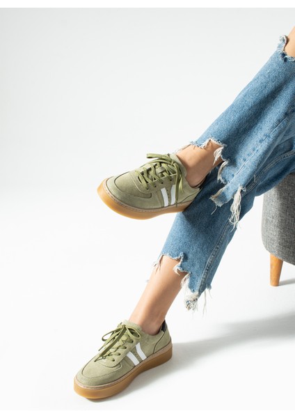 Moneas Kadın Hakiki Süet Deri Yeşil Spor Ayakkabı modelleri