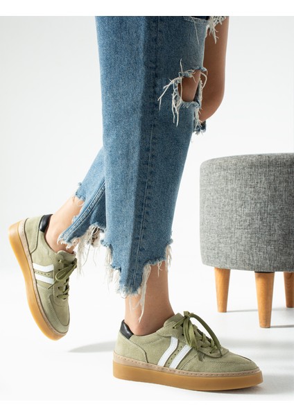 Moneas Kadın Hakiki Süet Deri Yeşil Spor Ayakkabı fırsatları