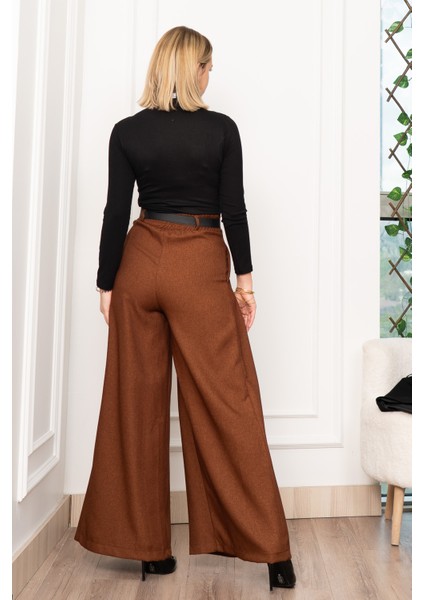 Dikiş Pileli Bol Paça Kemerli Pantolon 30183 fiyatları