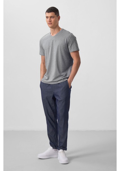 Gri Melanj Basic Kısa Kol Standart Kalıp V Yaka Erkek T-Shirt - 87912 fiyatları