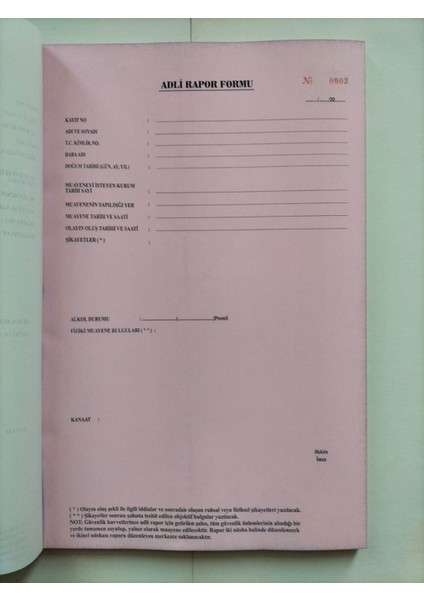 Adli Rapor Defteri modelleri