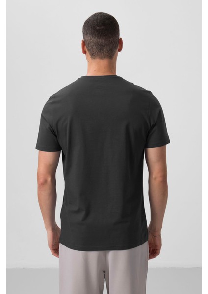 Antrasit Basic Kısa Kol Standart Kalıp V Yaka Erkek T-Shirt - 87912 indirimleri