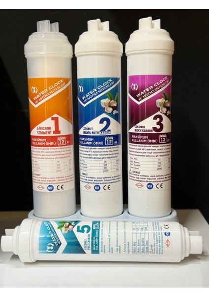 Water Clock Coconut Bazlı Su Arıtma Filtresi 1-2-3-5