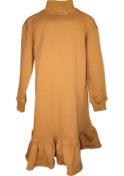 Organik Eteği Fırfırlı Açık Kahve Kışlık Kız Çocuk Elbise fırsatları