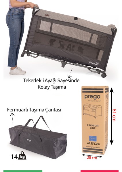 Premium Anne Yanı Oyun Parkı 70*120 cm Gri + Yatak fırsatları