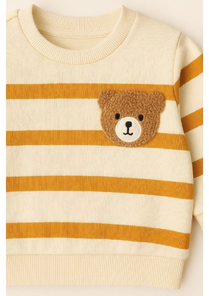 Çizgili Punch Ayıcık Omuzdan Çıtçıtlı Bebek Takımı 2li Alt Üst Mevsimlik Aylık 3-6-9-12AY modelleri