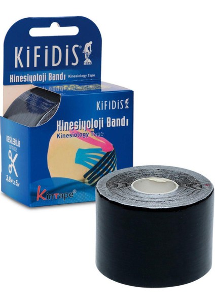 Kinesiyoloji Bandı Kesileilir 3,8 cm x 5 M Siyah / Black