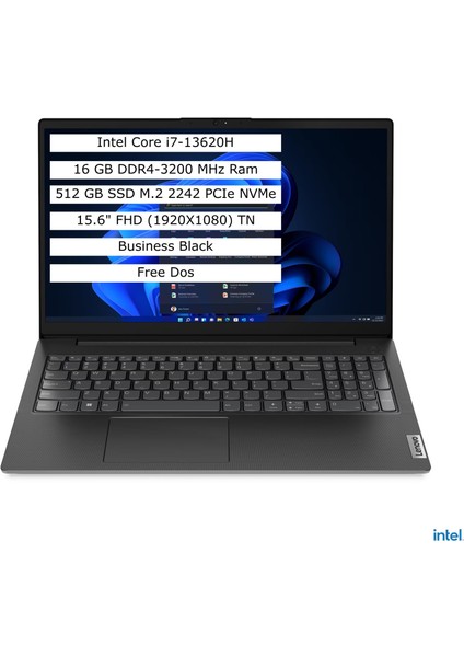 V15 G4 Intel Core I7-13620H 16GB 512GB SSD 15.6" Fhd Freedos Taşınabilir Bilgisayar 83A100QMTR