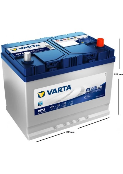 Blue Dynamic N72 Start-Stop 12 V 72 Ah 760 Cca Akü. Güncel Üretim.