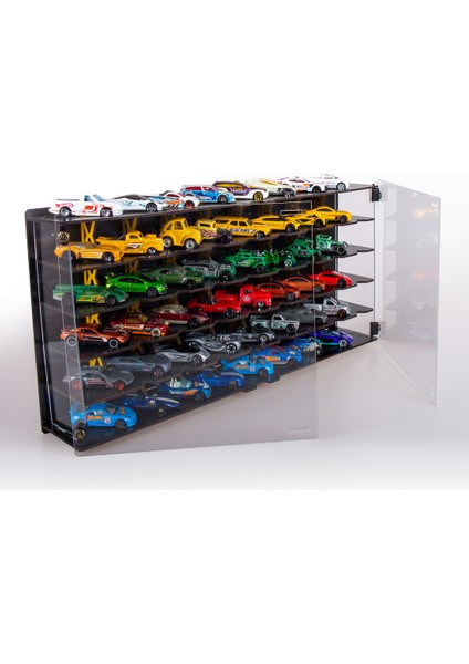 Pleksi Kapak 48 Araçlık 1/64 Hotwheels, Matchbox Uyumlu Hobi Oyuncak Araba Rafı Koleksiyon Model Araba Garajı modelleri