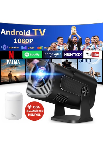 4K Full Hd 1080P Taşınabilir Projektör Oda Nemlendiricisi Hediyeli– 270° Döner Tasarım, Wifi 6 & Bluetooth 5.2, Otomatik Düzeltme, HDMI & USB Girişli