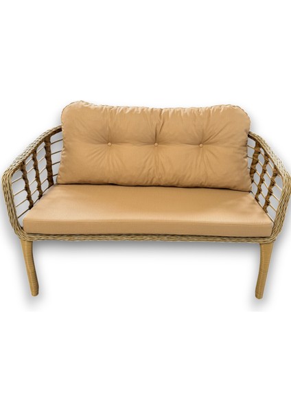 Kartepe 2 1 1 Rattan Bahçe Balkon Takımı,bambu Rattan/bej Kumaş fiyatları