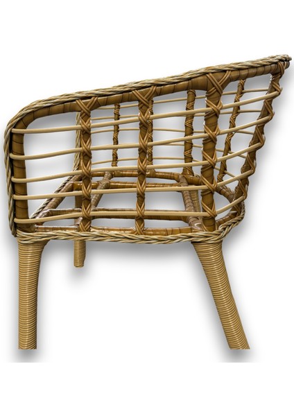 Kartepe 2 1 1 Rattan Bahçe Balkon Takımı,bambu Rattan/bej Kumaş fırsatları