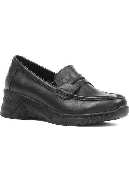 Kadın Siyah Dolgu Topuklu Deri Ayakkabı fiyatları