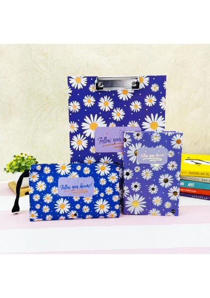 Paketli Mor Papatya Sekreterlik Defter Kalemlik Hediye Seti