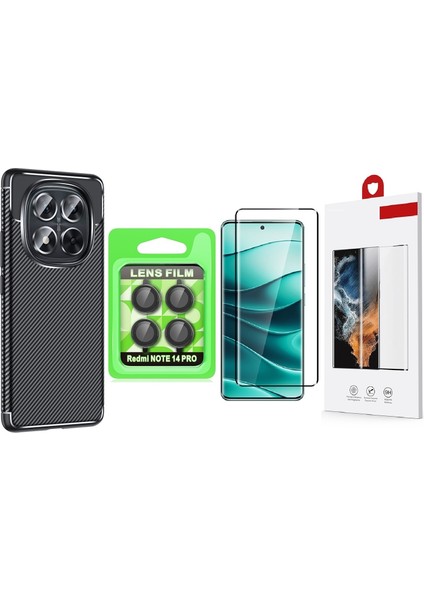 Xiaomi Redmi Note 14 Pro 5G Kılıf Zore Negro Silikon Kapak + Kamera Lens Koruyucu + Polymer Nano Ekran Koruyucu
