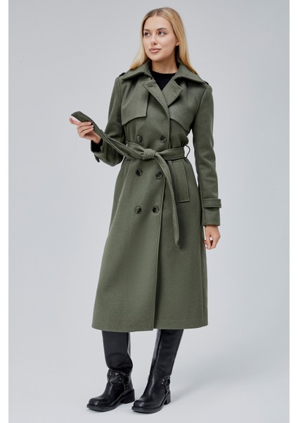 Haki Regular Rüzgarlık Detaylı Kaşe Kaban modelleri