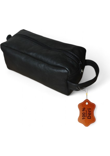Hakiki Deri Kişisel Bakım,seyahat ve Çok Amaçlı El Çantası Siyah fiyatları