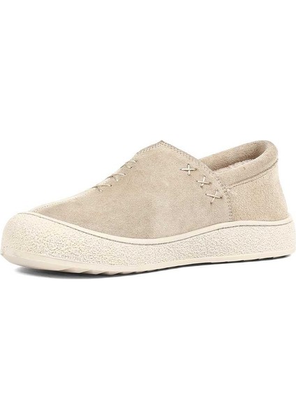 Kadın Bej Kalın Tabanlı Süet Deri Ayakkabı fırsatları