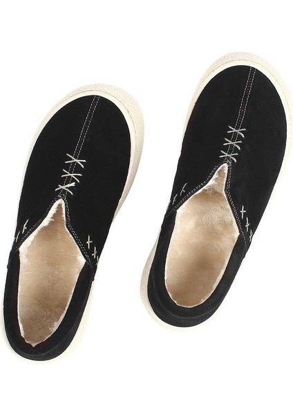 Kadın Siyah Kalın Tabanlı Süet Deri Ayakkabı