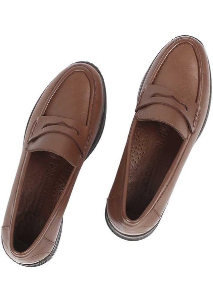 Kadın Ceviz Dolgu Topuklu Deri Ayakkabı