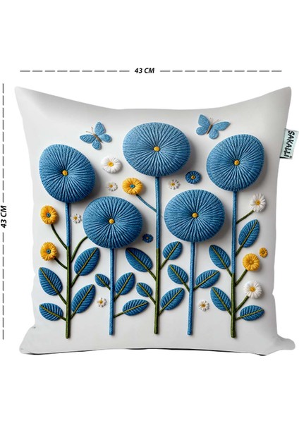 Punch Nakış Görünümlü Dijital Baskılı Gri Renkli Yaz Temalı Çiçekli 2li Kırlent Kılıfı Seti fiyatları