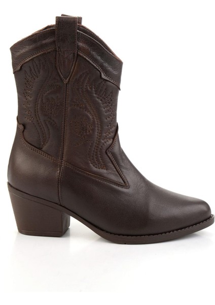 Kahve Hakiki Deri Kadın Bot & Bootie K02586888803