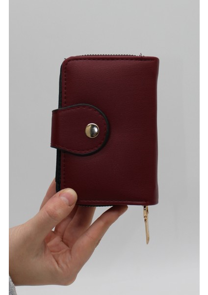 Bozuk Para Gözlü Bol Kartlıklı Bordo Mini Kadın Cüzdanı fiyatları
