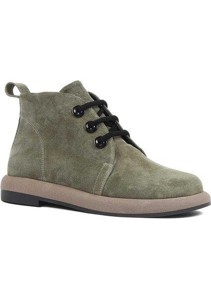 Kadın Haki Bağcıklı Süet Deri Bot modelleri