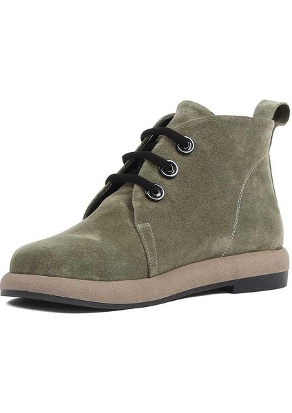 Kadın Haki Bağcıklı Süet Deri Bot fırsatları