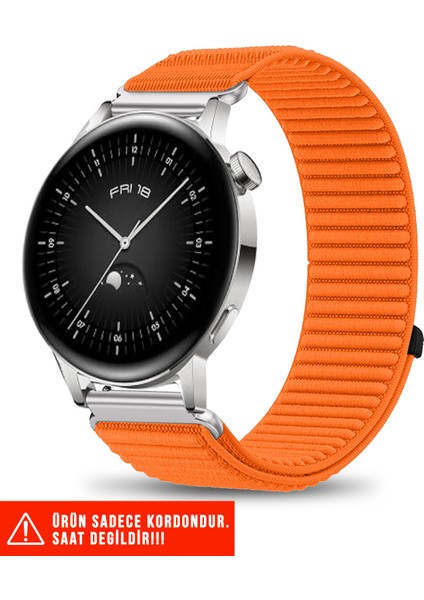 Huawei Watch Gt / Gt2 / Gt3 Elegant 42MM Uyumlu Hasır Örgü Spor Cırtlı Naylon Kordon 20MM