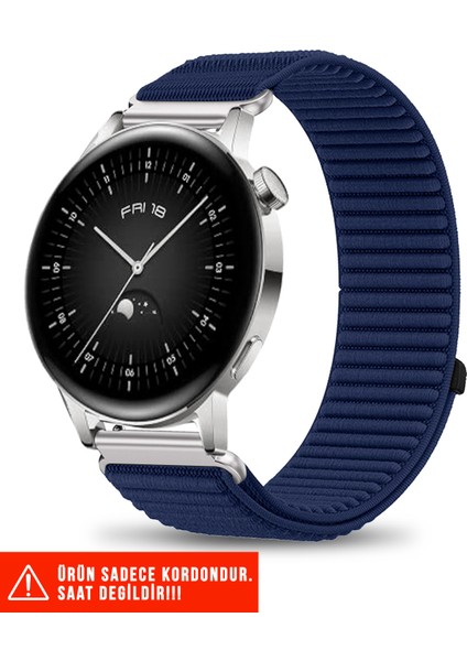 Huawei Watch Gt / Gt2 / Gt3 Elegant 42MM Uyumlu Hasır Örgü Spor Cırtlı Naylon Kordon 20MM