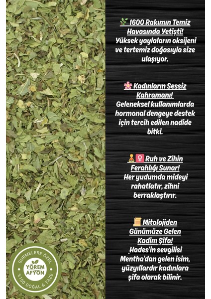 Yörem Afyon Kadınların Sağlık, Denge ve Güzellik Üçgeninin Sırrı Hakiki Kıvırcık Nane (Mentha Spicata) | 60GR. fırsatları