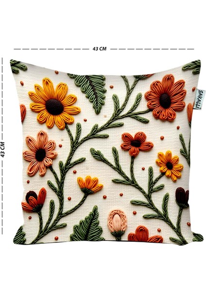 Vintage Çiçek Punch Görünümlü Dijital Baskılı 43X43 Dekoratif Kırlent Kılıfı Seti 2li fiyatları