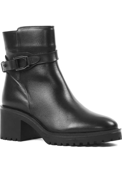 Kadın Siyah Fermuarlı Toka Detaylı Deri Bot modelleri