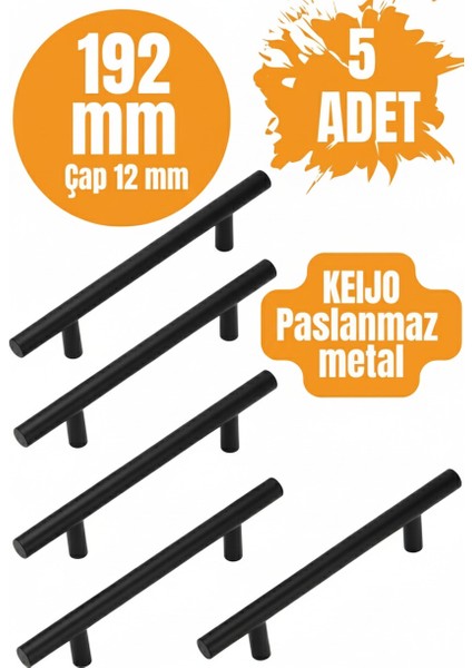 5 ADET Keijo INOX 192mm Paslanmaz Kulp (mobilya, dolap kulbu, kulp modeli)