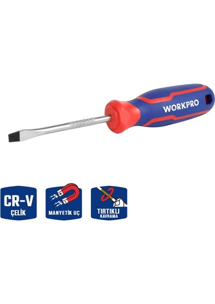 WP221016 5.5X100MM Cr-V Manyetik Profesyonel Düz Tornavida
