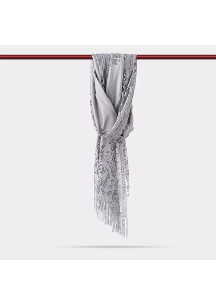 Dantelli Püsküllü Şal (Mevlid Örtüsü, 166X61 Cm. Gri) fiyatları