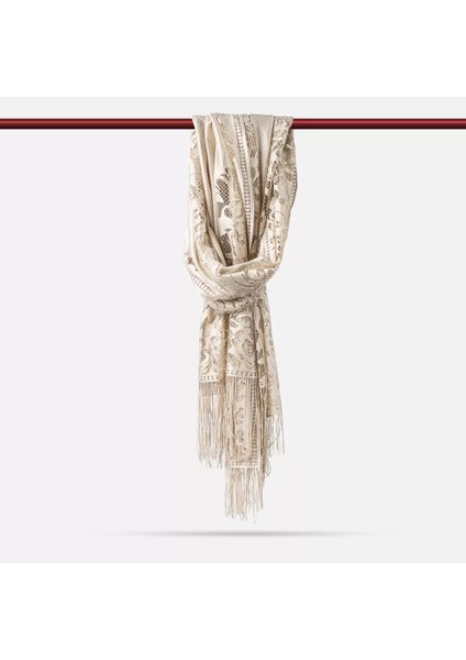 Dantelli Püsküllü Şal (Mevlid Örtüsü, 166X61 Cm. Vizon) fiyatları