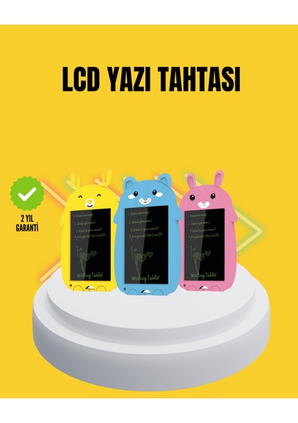 Techmrt Tek Tuşla Silinebilir LCD Yazı Tableti | Çocuklar Için Eğitim Tableti