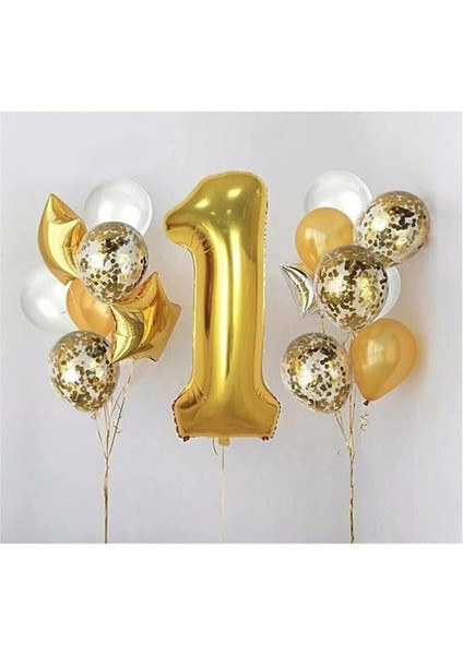 Yaş Gold Folyo Balon Şeffaf Balon Seti Doğum Günü Parti Seti M21, 8965256365452