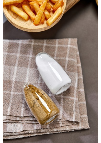 2’li Şeffaf Cam Tuzluk ve Biberlik Takımı – Modern Konik Tasarım, Minimalist ve Şık Baharatlık Seti, Dayanıklı Cam Malzeme