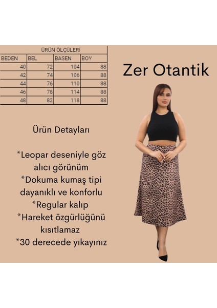 Leopar Desen Büyük Beden Etek Vizon fiyatları