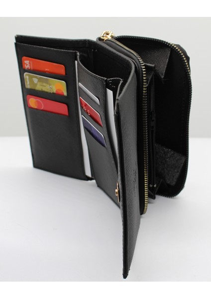 Gri Bozuk Para Gözlü Bol Kartlıklı Büyük Kadın Cüzdanı 005