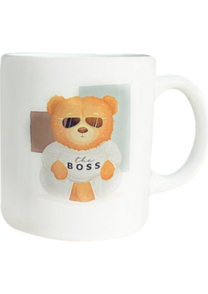Boss Bear Baskılı Porselen Kupa Beyaz modelleri